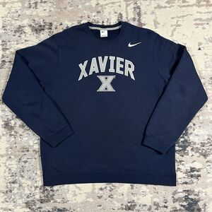 Xavier Musketeers Sweatshirt Men XL Blue Nike Crewneck Sweater Swoosh Adult